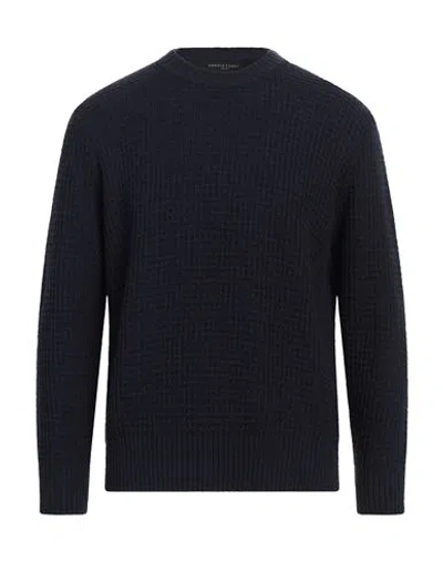 Daniele Fiesoli Man Sweater Navy Size M Merino Wool, Acrylic In Navy Blue