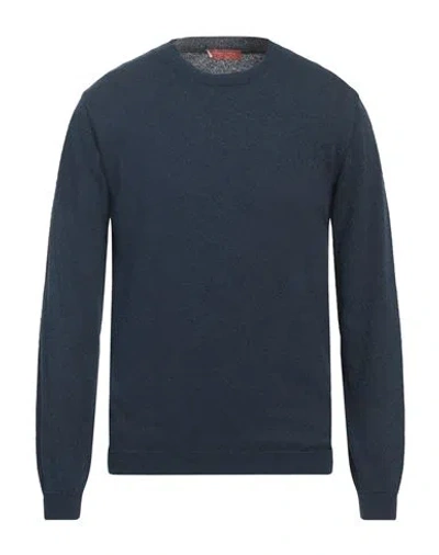 Daniele Fiesoli Man Sweater Navy Size L Organic Cotton, Polyamide In Navy Blue