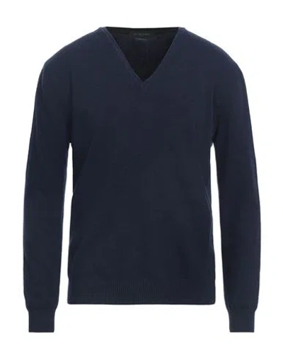 Daniele Fiesoli Man Sweater Navy Size Xxl Wool, Cashmere In Navy