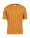 Daniele Fiesoli Man Sweater Ocher Size Xl Linen, Organic Cotton In Yellow