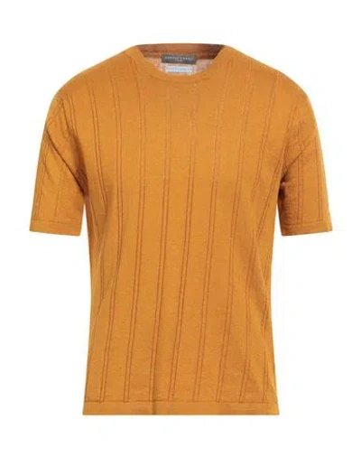 Daniele Fiesoli Man Sweater Ocher Size Xl Linen, Organic Cotton In Yellow