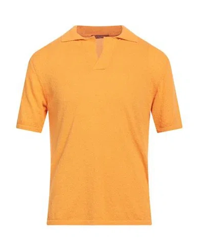 Daniele Fiesoli Man Sweater Orange Size L Cotton, Polyamide