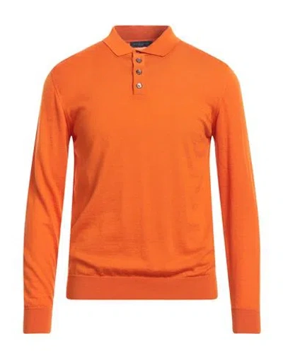 Daniele Fiesoli Man Sweater Orange Size L Merino Wool In Orange