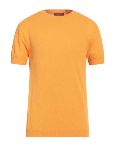 Daniele Fiesoli Man Sweater Orange Size L Cotton, Polyamide
