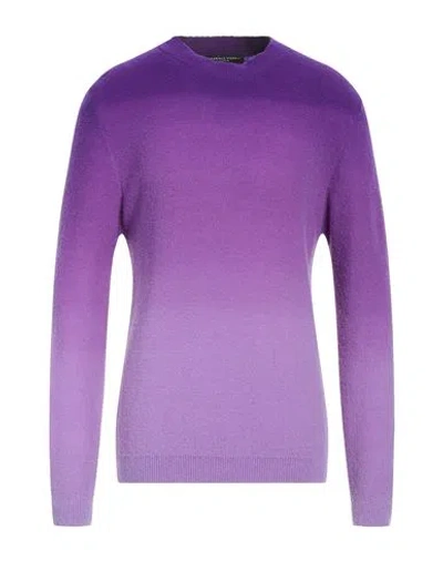 Daniele Fiesoli Man Sweater Purple Size L Merino Wool, Polyamide, Cashmere