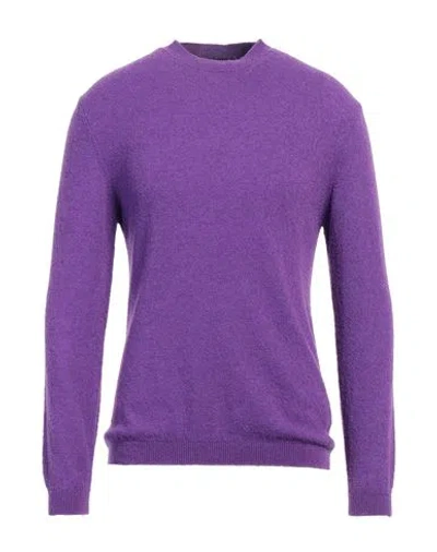 Daniele Fiesoli Man Sweater Purple Size L Merino Wool, Polyamide, Cashmere