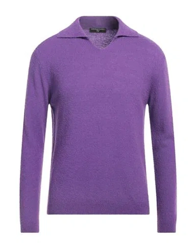 Daniele Fiesoli Man Sweater Purple Size L Merino Wool, Polyamide, Cashmere