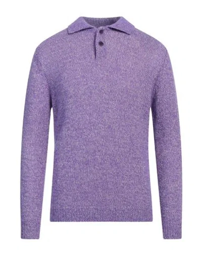 Daniele Fiesoli Man Sweater Purple Size L Polyamide, Baby Alpaca Wool, Cashmere, Mohair Wool