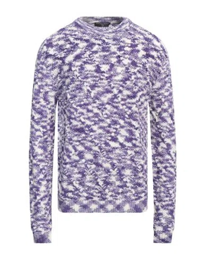 Daniele Fiesoli Man Sweater Purple Size M Wool, Recycled Polyacrylic, Nylon