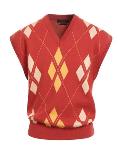 Daniele Fiesoli Man Sweater Rust Size L Cotton, Merino Wool, Cashmere In Orange