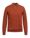 Daniele Fiesoli Man Sweater Rust Size L Merino Wool