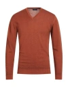 Daniele Fiesoli Man Sweater Rust Size L Merino Wool In Red