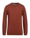 Daniele Fiesoli Man Sweater Rust Size L Merino Wool In Red
