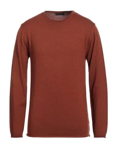 Daniele Fiesoli Man Sweater Rust Size L Merino Wool In Red