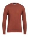 Daniele Fiesoli Man Sweater Rust Size L Merino Wool In Red