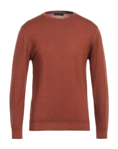 Daniele Fiesoli Man Sweater Rust Size L Merino Wool In Red