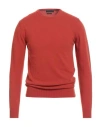 Daniele Fiesoli Man Sweater Rust Size M Merino Wool, Cashmere In Red