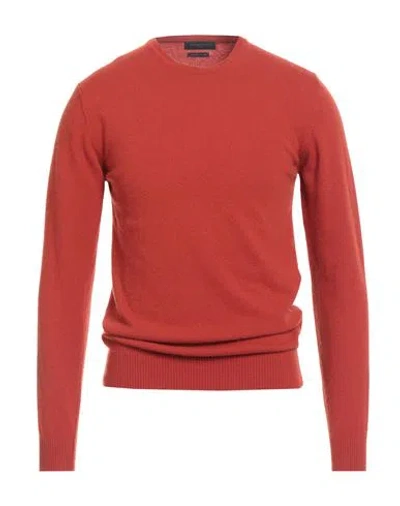 Daniele Fiesoli Man Sweater Rust Size M Merino Wool, Cashmere In Red