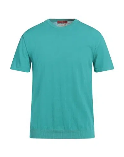 Daniele Fiesoli Man Sweater Turquoise Size Xxl Cotton In Blue