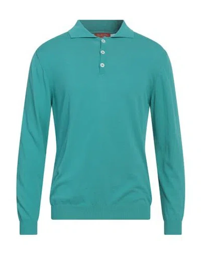 Daniele Fiesoli Man Sweater Turquoise Size L Cotton In Blue