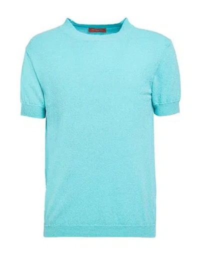 Daniele Fiesoli Man Sweater Turquoise Size L Cotton, Polyamide In Blue