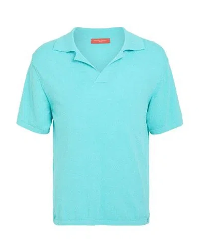Daniele Fiesoli Man Sweater Turquoise Size L Cotton, Polyamide In Blue