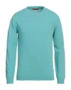 Daniele Fiesoli Man Sweater Turquoise Size M Organic Cotton, Polyamide In Blue