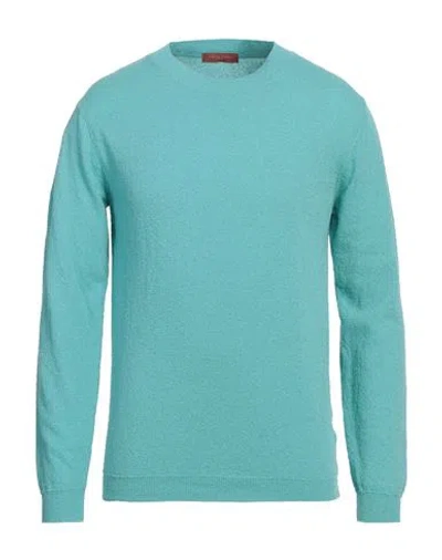Daniele Fiesoli Man Sweater Turquoise Size M Organic Cotton, Polyamide In Blue
