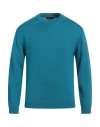Daniele Fiesoli Man Sweater Turquoise Size S Merino Wool In Blue