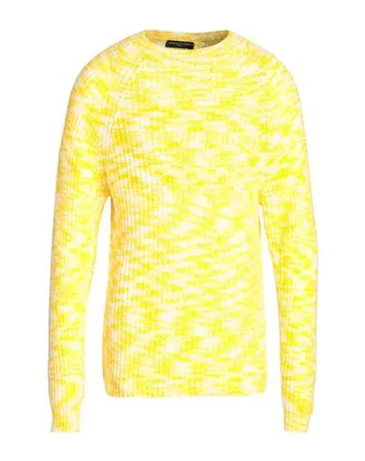 Daniele Fiesoli Man Sweater Yellow Size L Merino Wool, Tencel