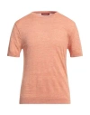 Daniele Fiesoli Man T-shirt Apricot Size L Linen In Orange