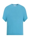 Daniele Fiesoli Man T-shirt Azure Size L Viscose, Nylon, Cashmere, Elastane In Blue