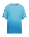 Daniele Fiesoli Man T-shirt Azure Size L Viscose, Nylon, Cashmere, Elastane In Blue