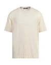 Daniele Fiesoli Man T-shirt Beige Size M Linen, Elastane