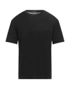 Daniele Fiesoli Man T-shirt Black Size L Linen, Elastane In Black