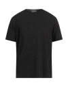 Daniele Fiesoli Man T-shirt Black Size L Linen, Elastane
