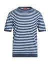 Daniele Fiesoli Man T-shirt Blue Size L Linen In Blue