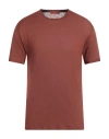 Daniele Fiesoli Man T-shirt Brown Size L Linen, Elastane