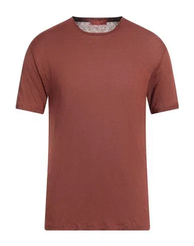 Daniele Fiesoli Man T-shirt Brown Size L Linen, Elastane