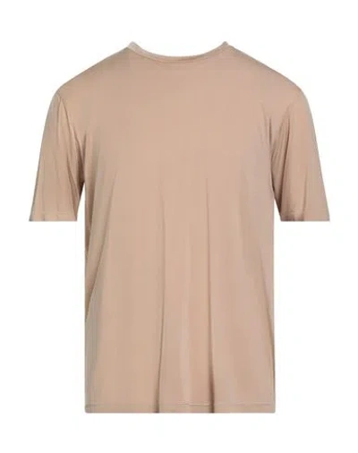 Daniele Fiesoli Man T-shirt Camel Size L Cupro, Elastane In Sand