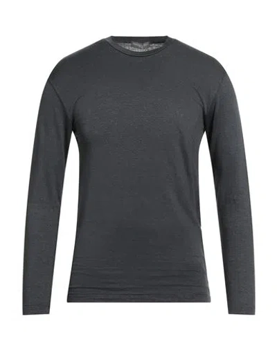 Daniele Fiesoli Man T-shirt Charcoal Size L Linen, Elastane In Gray