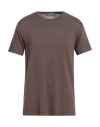Daniele Fiesoli Man T-shirt Chocolate Brown Size Xl Linen, Elastane