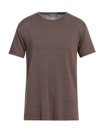 Daniele Fiesoli Man T-shirt Chocolate Brown Size Xl Linen, Elastane In Brown