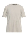 Daniele Fiesoli Man T-shirt Light Grey Size L Linen, Elastane