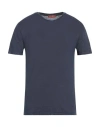 Daniele Fiesoli Man T-shirt Midnight Blue Size L Linen, Elastane