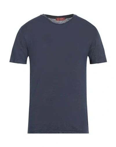 Daniele Fiesoli Man T-shirt Midnight Blue Size L Linen, Elastane In Blue