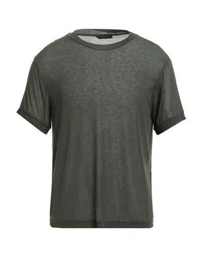 Daniele Fiesoli Man T-shirt Military Green Size L Viscose, Nylon, Cashmere, Elastane