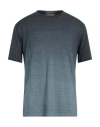 Daniele Fiesoli Man T-shirt Navy Size L Linen, Elastane In Navy Blue