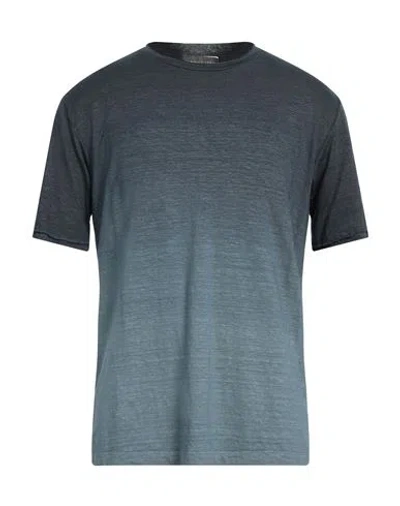 Daniele Fiesoli Man T-shirt Navy Size L Linen, Elastane In Navy Blue