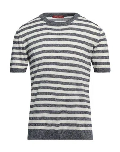 Daniele Fiesoli Man Sweater Navy Size M Linen, Cotton In Navy Blue